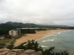 Looking out toward the DMZ along the beach 